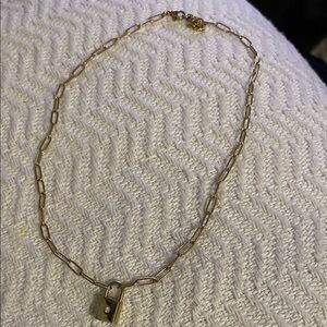 14 k Gold plated diamond Lock Pendant Necklace